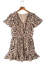 Load image into Gallery viewer, Leopard Flutter Sleeve Ruffle Hem Romper SAMPLE