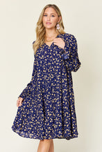 Load image into Gallery viewer, Double Take Full Size Printed Ruffle Hem Long Sleeve Tiered Dress