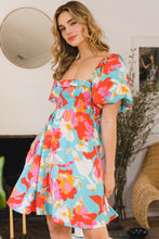 Load image into Gallery viewer, Printed Smocked Puff Sleeve Mini Dress