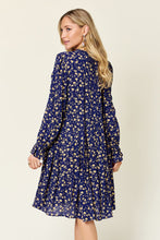 Load image into Gallery viewer, Double Take Full Size Printed Ruffle Hem Long Sleeve Tiered Dress
