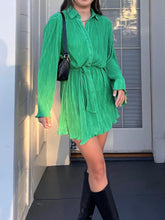 Load image into Gallery viewer, Tied Button Up Long Sleeve Dress