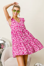 Load image into Gallery viewer, Leopard Cap Sleeve Tiered Mini Dress