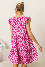 Load image into Gallery viewer, Leopard Cap Sleeve Tiered Mini Dress