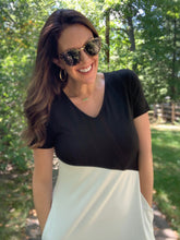Load image into Gallery viewer, Leopard Color Block V-Neck Slit Dress