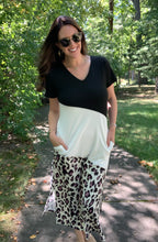 Load image into Gallery viewer, Leopard Color Block V-Neck Slit Dress