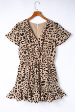 Load image into Gallery viewer, Leopard Flutter Sleeve Ruffle Hem Romper SAMPLE