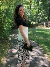 Load image into Gallery viewer, Leopard Color Block V-Neck Slit Dress