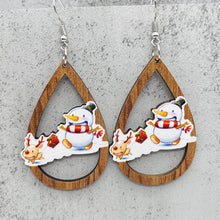 Load image into Gallery viewer, *RTS* Holiday Wood Teardrop Dangles