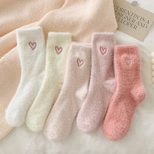 Load image into Gallery viewer, rts: Fuzzy Valentine Heart Socks