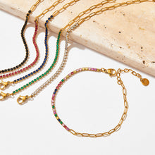 Load image into Gallery viewer, Stainless Paperclip Gemstone Bracelet