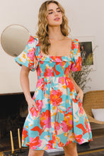 Load image into Gallery viewer, Printed Smocked Puff Sleeve Mini Dress