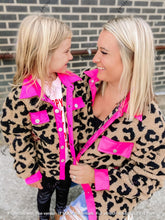 Load image into Gallery viewer, RTS: Leopard MOMMY AND ME Sherpa shacket-