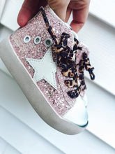 Load image into Gallery viewer, rts: High Top Star Sparkle and Leopard Tennis Shoe (high quality)-
