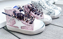 Load image into Gallery viewer, rts: High Top Star Sparkle and Leopard Tennis Shoe (high quality)-