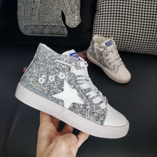 Load image into Gallery viewer, rts: High Top Star Sparkle and Leopard Tennis Shoe (high quality)-