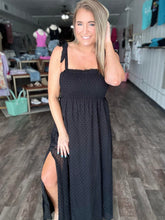 Load image into Gallery viewer, The Kayla Double Slit Swiss Dot Maxi