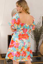 Load image into Gallery viewer, Printed Smocked Puff Sleeve Mini Dress
