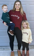 Load image into Gallery viewer, RTS: Rope Embroidered Merry Sweaters (adult and kid)!