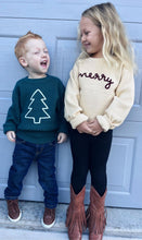 Load image into Gallery viewer, RTS: Rope Embroidered Merry Sweaters (adult and kid)!