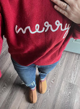 Load image into Gallery viewer, RTS: Rope Embroidered Merry Sweaters (adult and kid)!