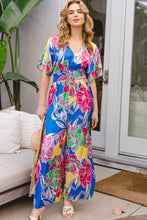 Load image into Gallery viewer, Floral Smocked Tied Back Jumpsuit