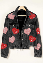 Load image into Gallery viewer, RTS: Sequin Heart Corduroy Shacket!