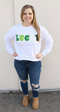 Load image into Gallery viewer, RTS: The Riley LUCKY White Crewneck-