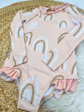 Load image into Gallery viewer, RTS: Girls Long Sleeve Rainbow Swims