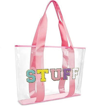 Load image into Gallery viewer, RTS: Clear Embroidered Chenille Letter Totes-
