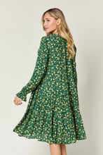 Load image into Gallery viewer, Double Take Full Size Printed Ruffle Hem Long Sleeve Tiered Dress