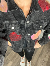 Load image into Gallery viewer, RTS: Sequin Heart Corduroy Shacket!