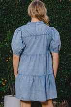 Load image into Gallery viewer, Washed Tiered Mini Denim Dress