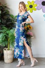 Load image into Gallery viewer, Floral Short Sleeve Slit Dress