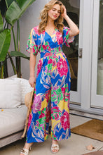 Load image into Gallery viewer, Floral Smocked Tied Back Jumpsuit