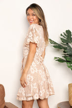 Load image into Gallery viewer, Floral Lace Pompom Detail Tie-Waist Flutter Sleeve Dress