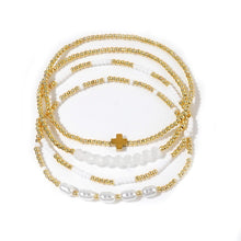 Load image into Gallery viewer, Beaded Cross Bracelet Stack