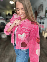 Load image into Gallery viewer, RTS: Sequin Heart Corduroy Shacket!