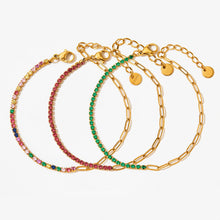 Load image into Gallery viewer, Stainless Paperclip Gemstone Bracelet