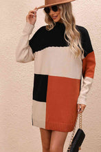 Load image into Gallery viewer, Color Block Dropped Shoulder Sweater Dress Sample