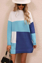 Load image into Gallery viewer, Color Block Dropped Shoulder Sweater Dress Sample