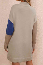 Load image into Gallery viewer, Color Block Dropped Shoulder Sweater Dress Sample