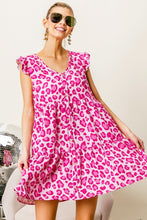 Load image into Gallery viewer, Leopard Cap Sleeve Tiered Mini Dress