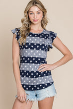 Load image into Gallery viewer, BOMBOM Striped Round Neck Cap Sleeve T-Shirt