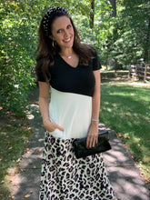Load image into Gallery viewer, Leopard Color Block V-Neck Slit Dress