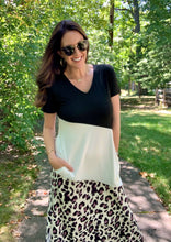 Load image into Gallery viewer, Leopard Color Block V-Neck Slit Dress