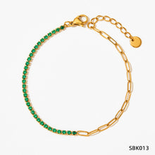 Load image into Gallery viewer, Stainless Paperclip Gemstone Bracelet