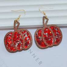Load image into Gallery viewer, Glittery Pumpkin Earrings