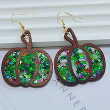 Load image into Gallery viewer, Glittery Pumpkin Earrings