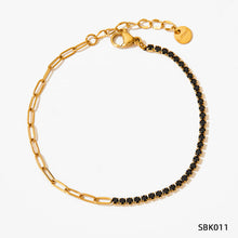 Load image into Gallery viewer, Stainless Paperclip Gemstone Bracelet