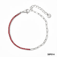 Load image into Gallery viewer, Stainless Paperclip Gemstone Bracelet